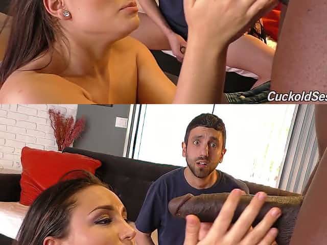 Emotional lusty girlfriend Gabriella Paltrova fucks with black stud in front of BF