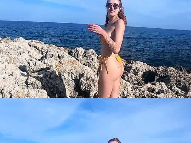 quick blowjob and fuck in front of the beach in sardinia