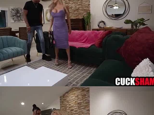 Cuckold spouse has no choice but to see wife screw ebony chap