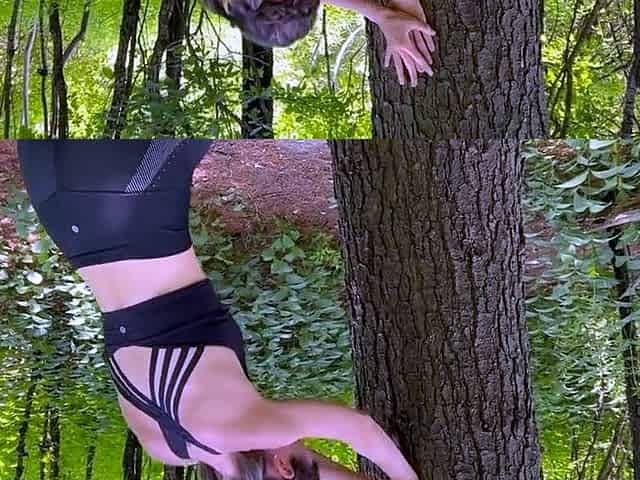 Public Double Creampie for Runner Girl in Yoga Pants