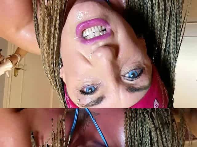 Deepthroat to tears on a large knob