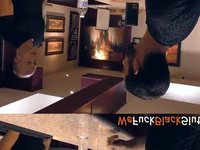 Black chick swallows cum