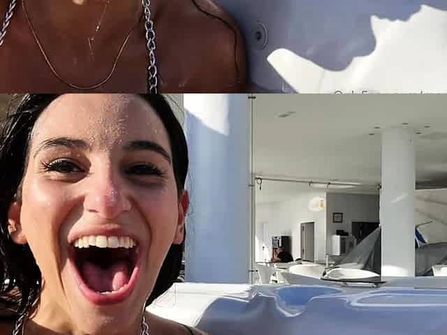 Busty brunette amateur outdoor fucking POV