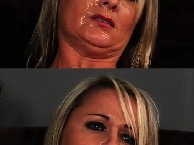 Feisty beauty gets jizz load on her face eating all the juic