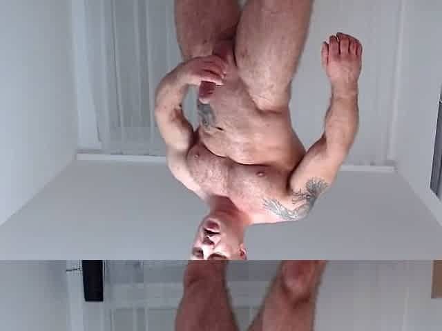 Bull (Dante) solo positions, bows, shows a large weenie, masturbates and lastly ejacushes jizz ...