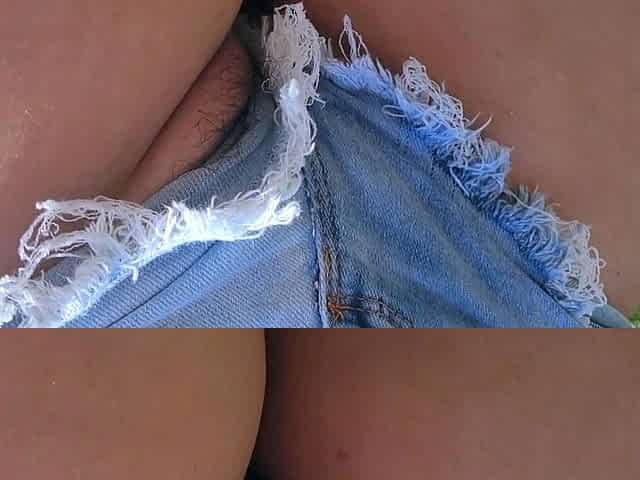 Exhibitionist wife showing off on the street in shorts