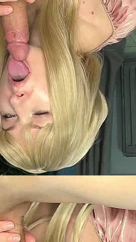 Passionate and Powerful Blowjob From My Wife's Best Friend! Cum in Her Mouth, Played with Cum and Swallowed It All!