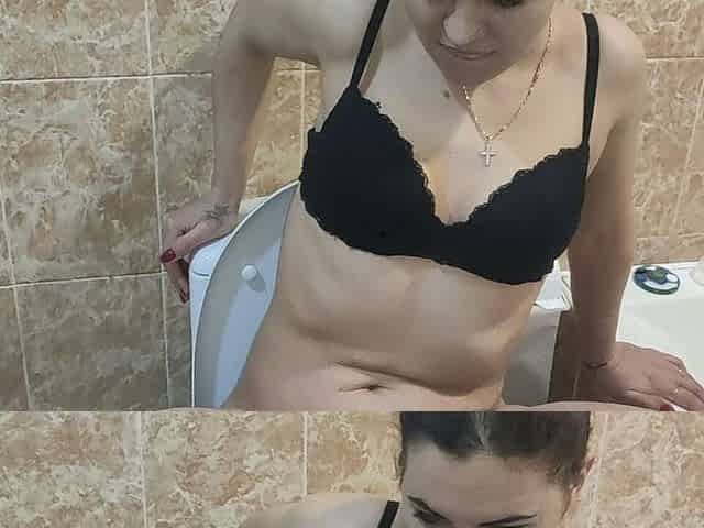 Peeing on the Toilet - Wet Pussy Play