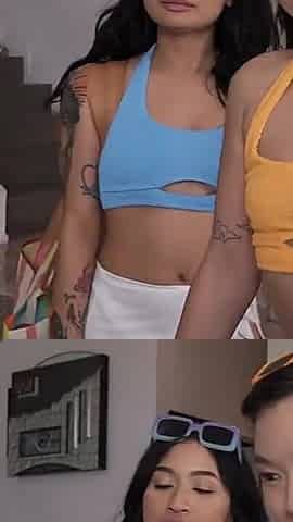Stepdad's Stress Melts Away When His Stepdaughters Share His Cock in a Home Pre-spring Break Orgy