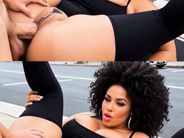 Busty Ebony in Black Leggings Fucked