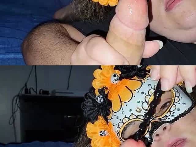 Blonde BBW Sounds Her Cock While Giving a Blowjob