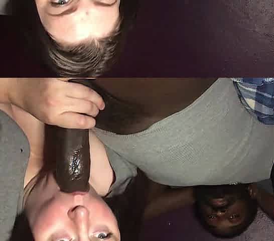 big beautiful woman enjoying licking and slurping some chocolate