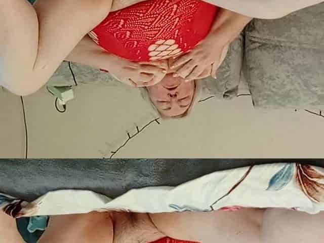 Stepmom Fondles Pussy and Her Big Tits