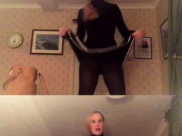 Blonde milf spreading her legs for masturbating