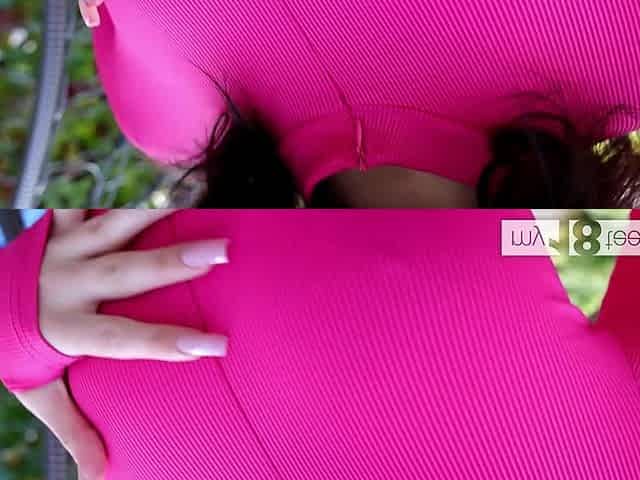 My18teens - Brunette Fucks Her Pussy with Her Fingers Outdoor
