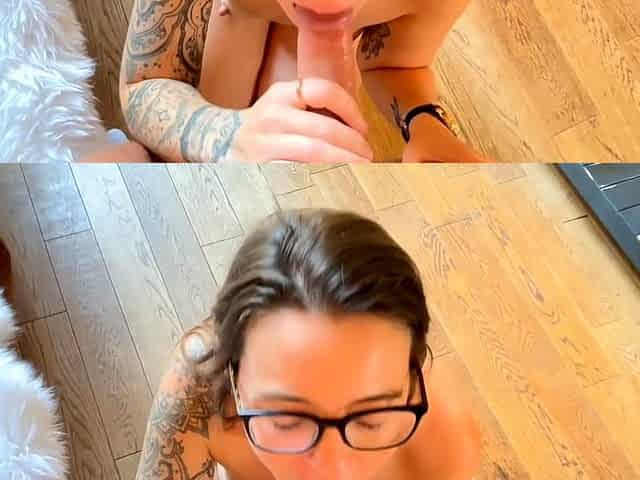 Slut gives wam deep throat pov blowjob and handjob