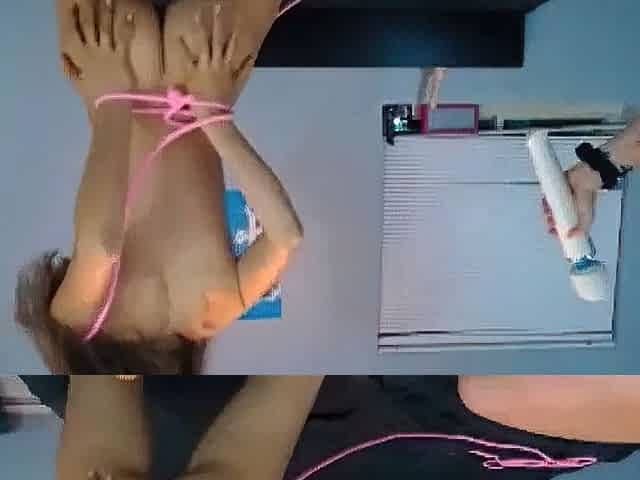 Hot brunette big boobs toying pink pussy