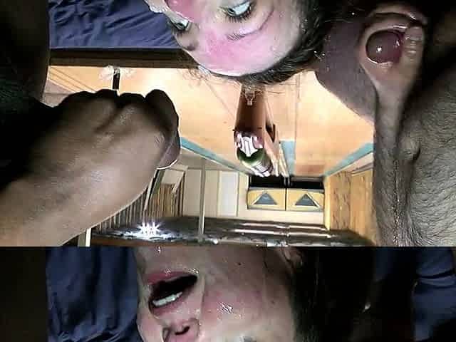 Cumshot for brunette after pov blowjob