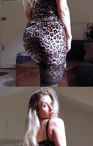 Non stop blonde with big boobs cock jerks off on the bed