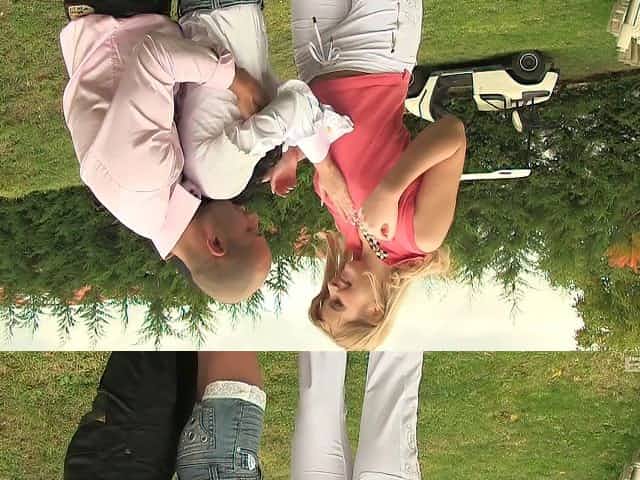 Anal threesome is the best when done right there in the backyard!