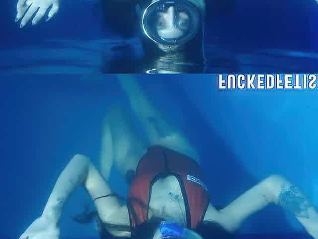 Hawt Slender hot swimwear diving mask fetish