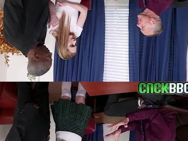 Cuck Stepdad Watching His Ebony Boss Booty Bang Stepdaughter