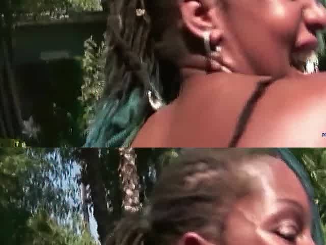 Getting drilled hard in the backyard makes the marvelous black with large bazookas very cheerful