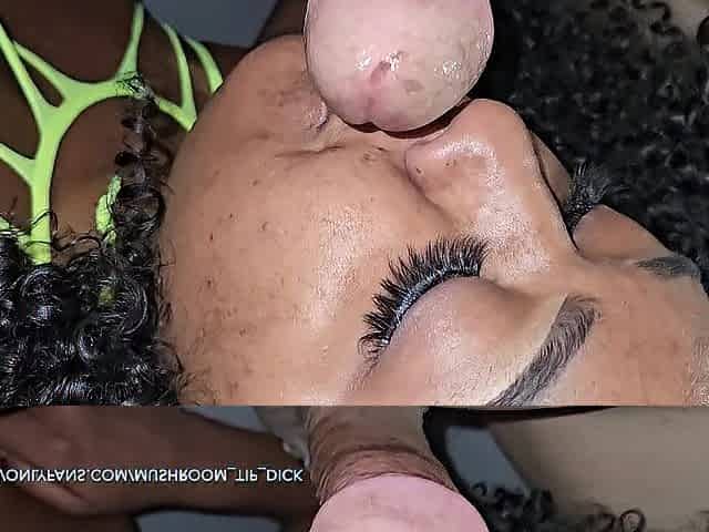 THICK BLACK mother I'd like to fuck GETS STUFFED FULL OF WHITE KNOB!!!