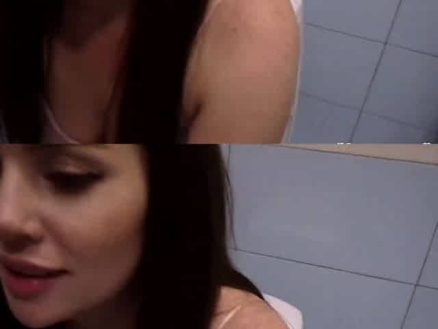 Redhead Amateur Babe Gives Blowjob in Bathroom