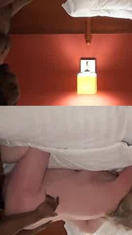 Interracial threesome in hotel room