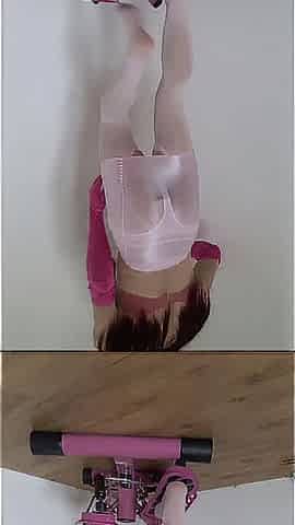 Sissy in chastity sports with anal plug
