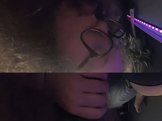 white chubby nerd gal gives blow job to mixed schlong and watches him cum