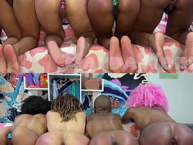 4 Ebony Gal Ass Widen, Black Pink Hair Sucks Her two BFs BBCs!