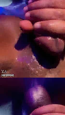 Taut black tiny snatch soaked and squirting