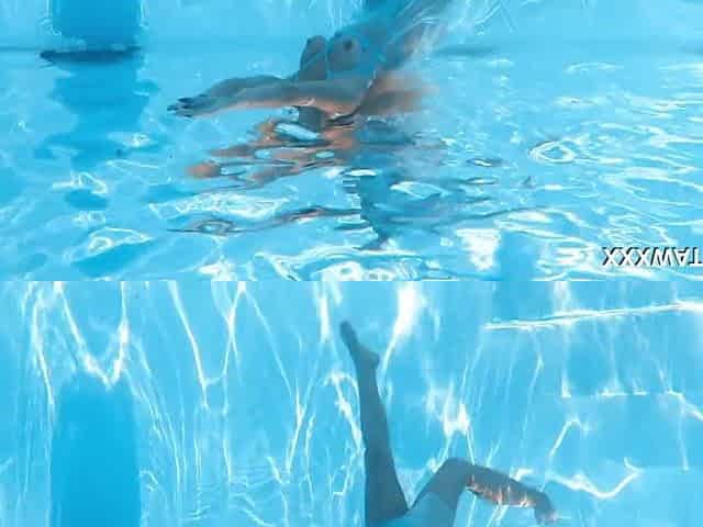 Underwater swimming with the majority beautiful model