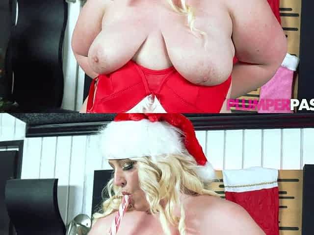 Mature fat blonde masturbating