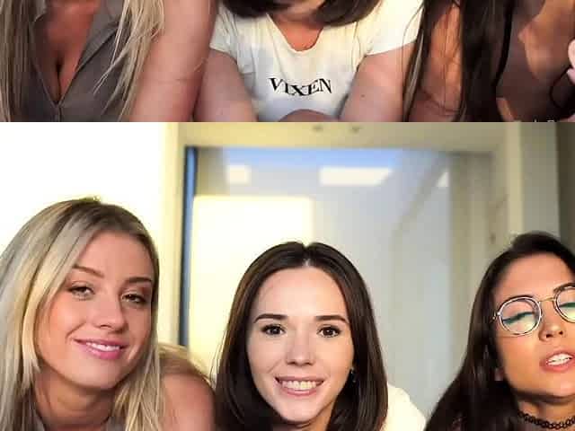 Blonde and brunette lesbians munch their asses