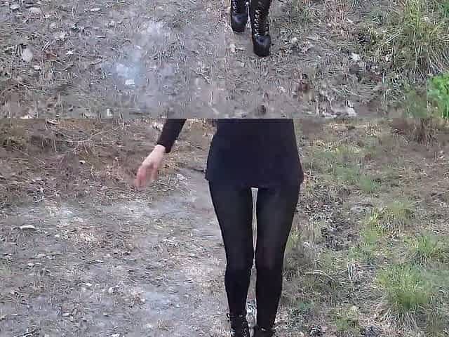High heels and walking in the woods