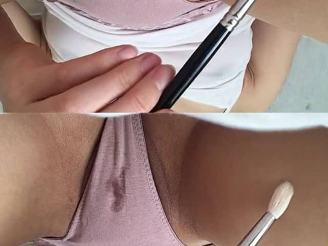 The brush makes my pants soaking soaked and makes me cum hard