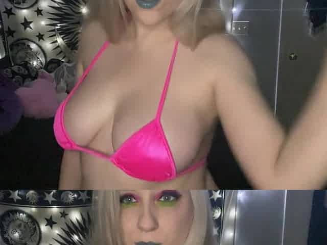 Curvy Blond with Large Melons in Micro Bikini Dances & Teases