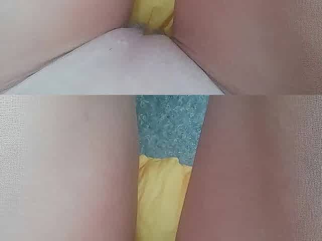 I take off my pants by the stream and play with vagina