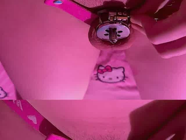 Sissy Unlocks Chastity And Fingers Her Clitty