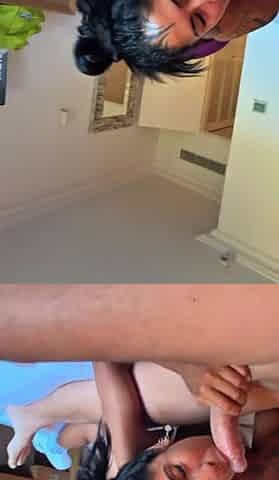 POV oral-job and rimjob with tiny btunette Latin chick