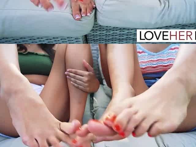 Outdoor JOI Foot Tease With Bella Roland And Gizelle Blanco