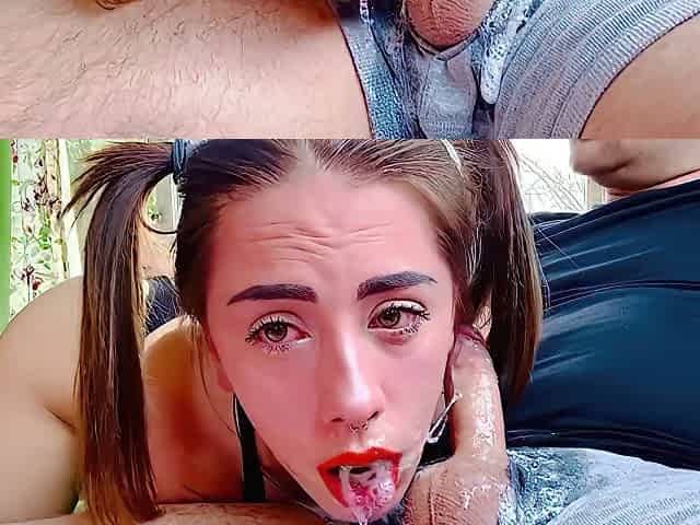 Teen 18+ Girl Deepthroats His Hard Dick And Gets Mouth Full