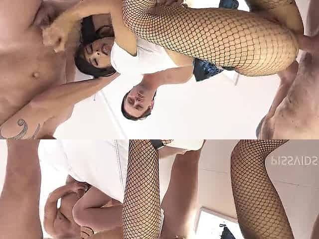 Alicia gets a triple anal introduction by the gang