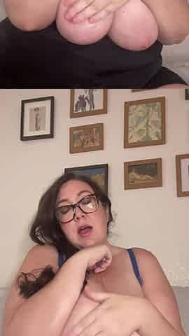 Busty BBW Babe Licks Sucks Nipples and Plays with Boobs