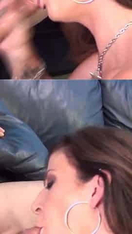 Sara Jay and Jennifer White jizzed in mouth while blowing cocks