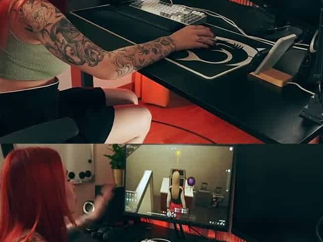 Redhead got her pussy eaten while playing video games