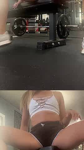 Lustful fit gym honey makes u see her public cunt vibrator ride and squirt